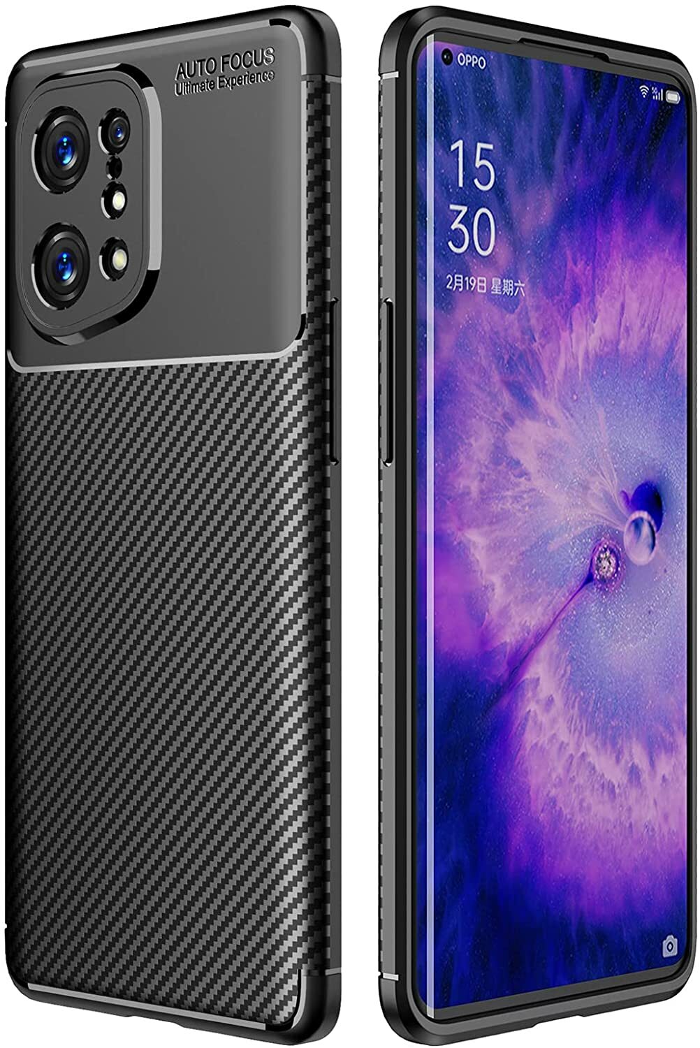 For Oppo Find X5 Pro 5G Case Carbon Slim Cover & Glass Screen Protector