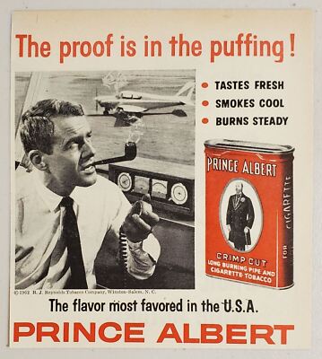 1963 Print Ad Prince Albert Tobacco Air Traffic Controller Smokes a Pipe
