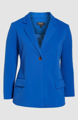 $180 Maree Pour Toi Women's Plus Size Blue Lined Blazer Jacket Coat Size 24