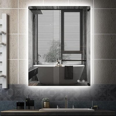 LED Bathroom Mirror with Front Light and Backlit, 28x36 Inch 28x36 inch