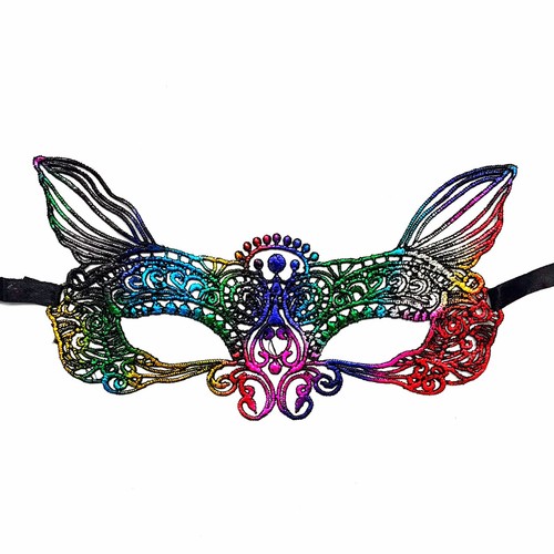 HALLOWEEN MASQUERADE LACE MASK Butterfly Cat Fox Party Costume Colour Black Blue - Picture 8 of 30