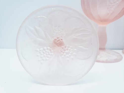 Set 4 bicchieri da champagne vintage Taitu vino rosa smerigliato foglia floreale stile deco - Foto 4 di 6