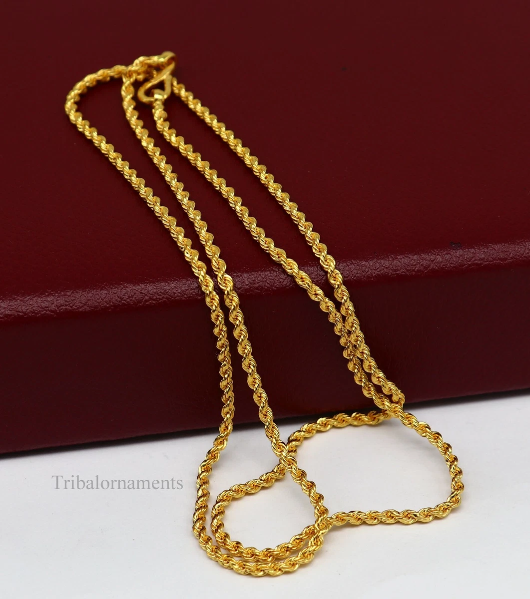 22 kt gold solid rope chain stylish royal necklace for unisex jewelry ch506