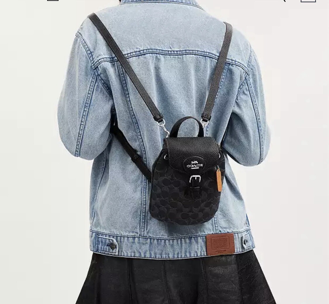 【美品✨】COACH アメリア リュック CP106 シグネチャー Coach Amelia Convertible Backpack In Signature Denim IN Black NWT