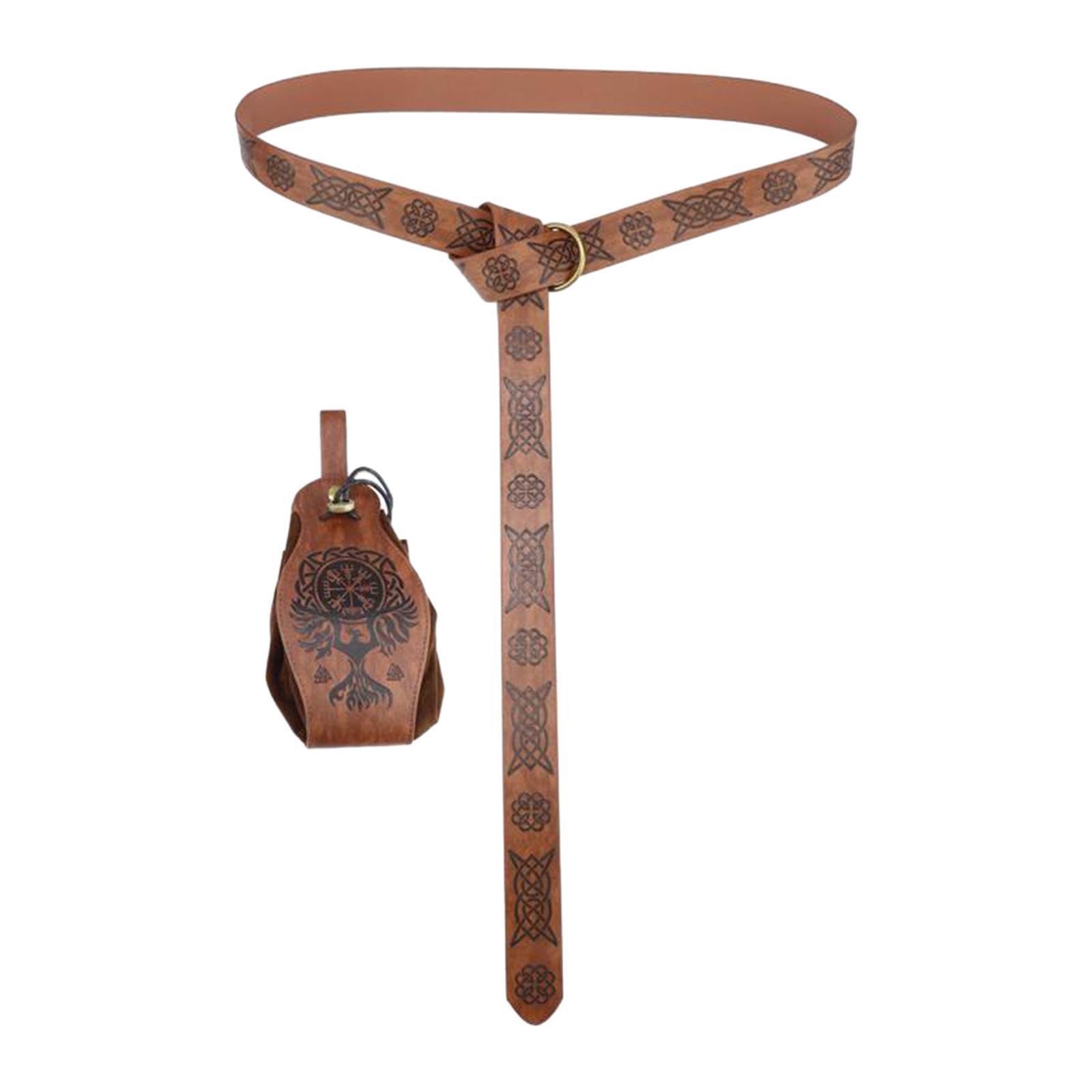 Men Medieval Knight Costume Accessories PU Leather Belt Retro Dress Up