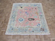 6 x 6 Square Hand Knotted Pink Funky Oushak Oriental Rug G12080