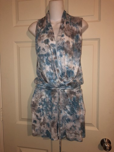 Young Fabulous & Broke Size S Lavender Aqua Gray Tie Dye Sexy Romper Shorts - Picture 6 of 9