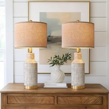 25" Table Lamps Set of 2 - Bedside Lamps - Modern Lamps for Living Room - Whi...