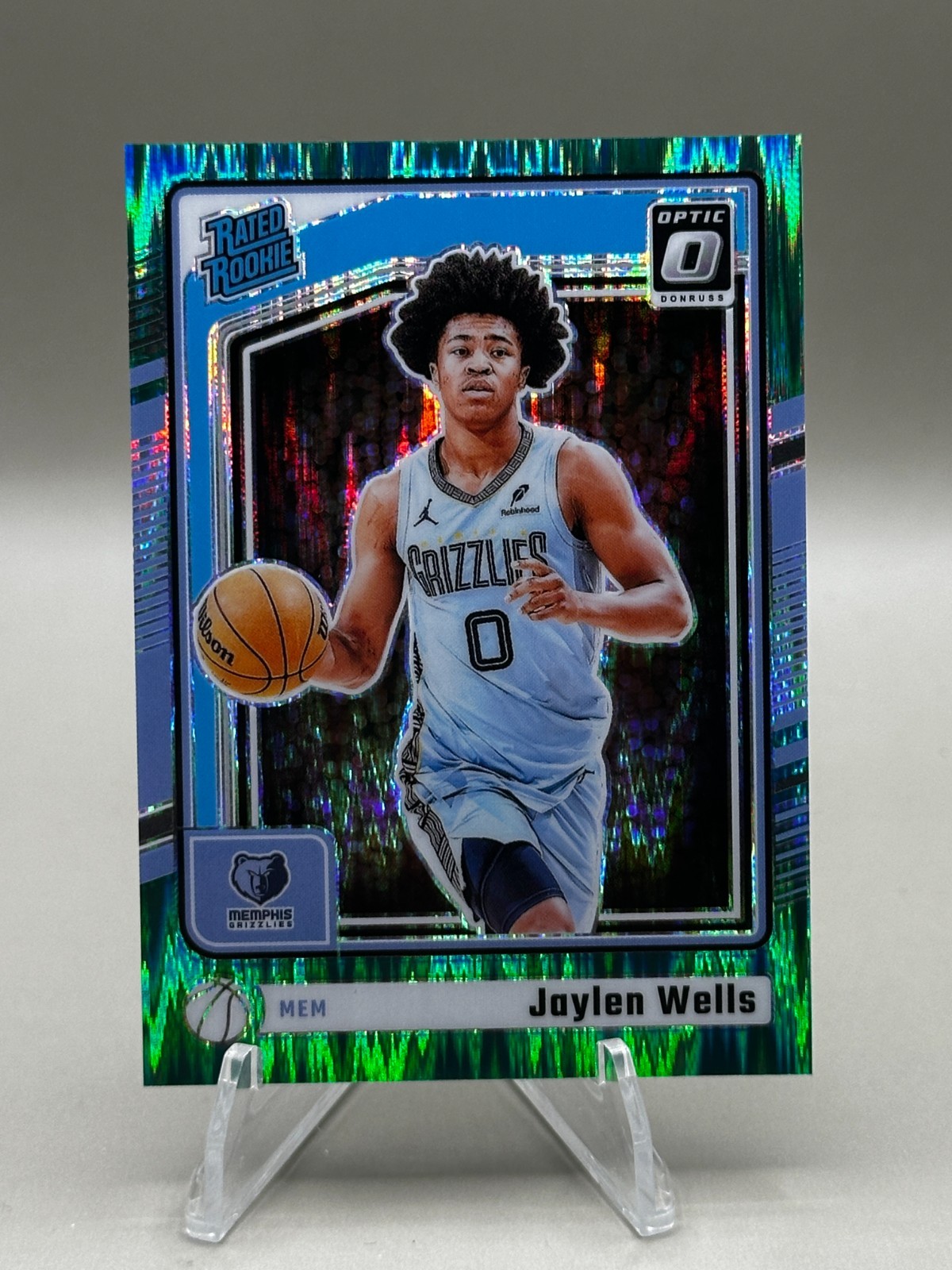 2024-25 Donruss Optic Rated Rookie Jaylen Wells #252 Green Shock /149 -Grizzlies
