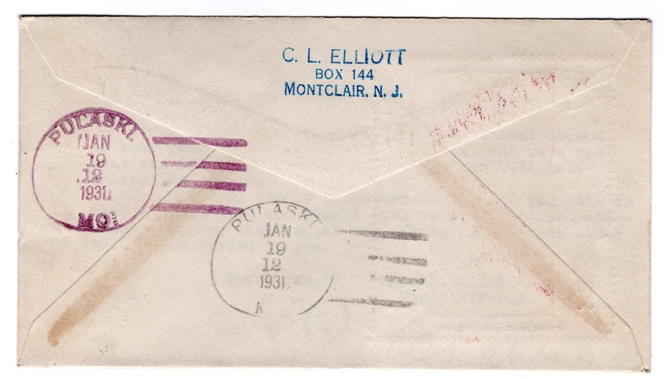 #690 Pulaski 1931 FDC - C.L. Elliott Unofficial U.S.S. Salt Lake City Navy CCL - Image 2 of 2