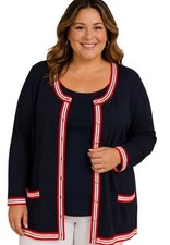 Talbots Red White Blue Cardigan Tee Lightweight Sweater Women's Size 3X NWT
