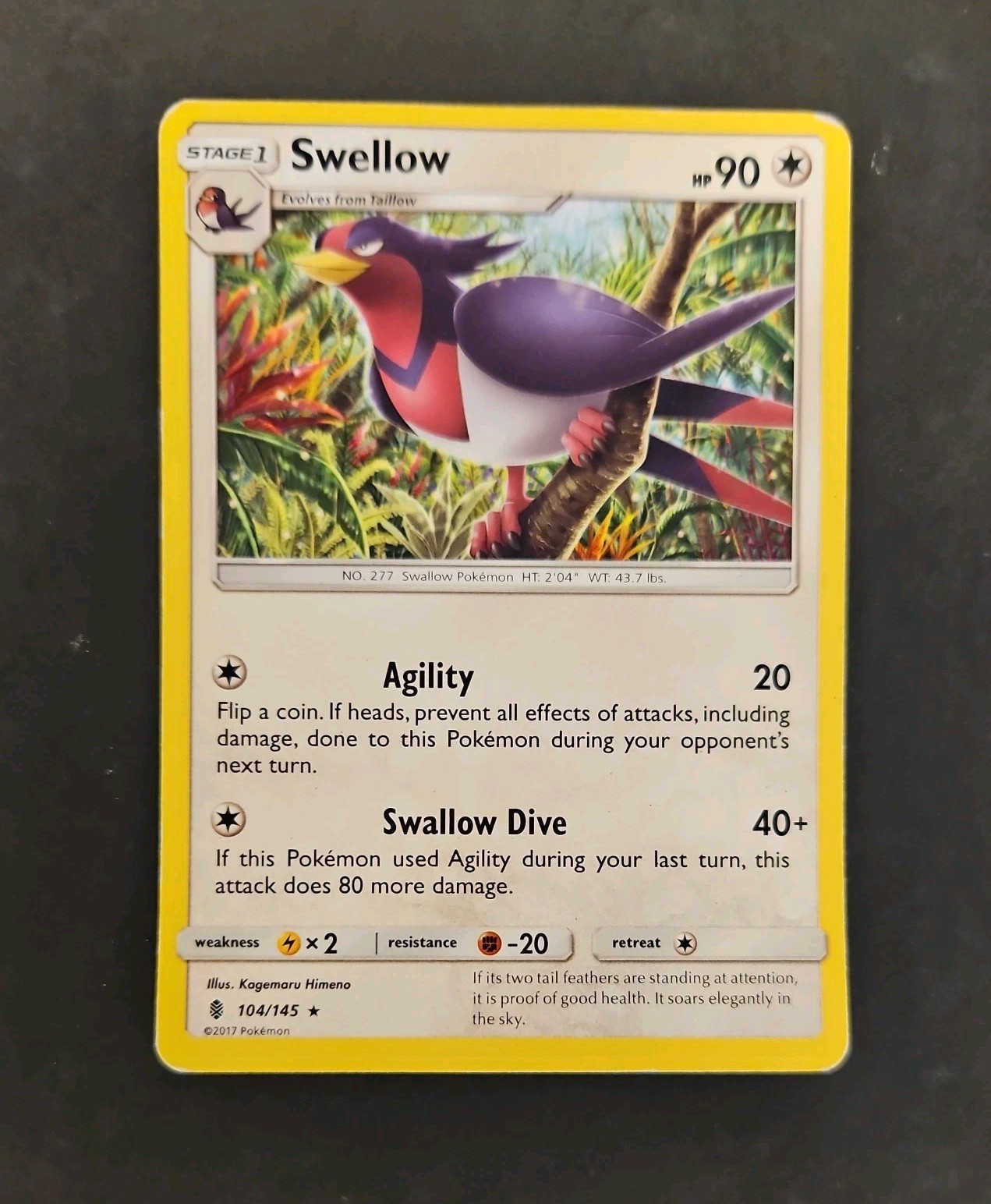 Swellow 104/145 Guardians Rising Regular Rare Pokemon Card 