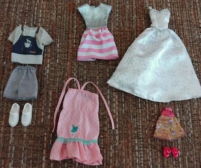 Mattel Barbie Ken Chelsea Konvolut Kleidung Hose Kleid Schuhe Glitzer   