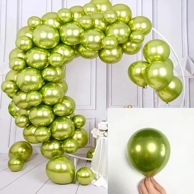 AULE Palloncini Verdi Metallizzati: 50 Pezzi 30cm Palloncini Elio Turchese per Feste Verde Palloncino in Lattice Decorazioni per Compleanno Baby Shower Giungla Dinosauri