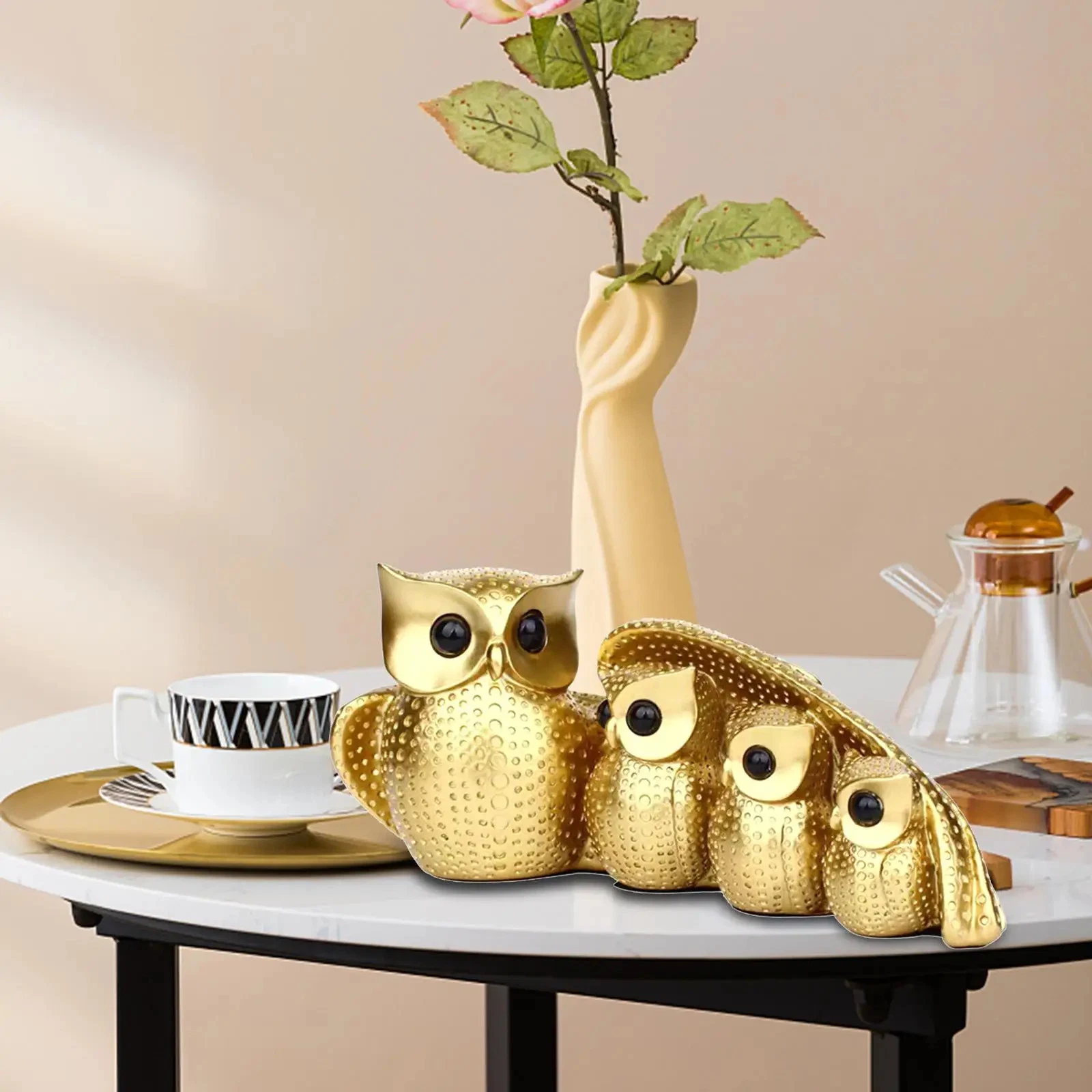 Owl Statue Family of Four Owl Statue Owl Decorative Figurines Home Decor Animal