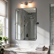 Premium Pivot Mirror Black Frame Vanity Mirror Adjustable Viewing Angle Grooming