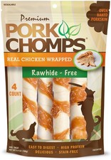 Pork Chomps Rawhide Free Dog Chews Oven Baked Pork Skin Twists 4 Count