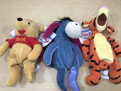 Disney Store Winnie The Pooh, Tigger, And Eeyore Bean Bag Plushies3PieceLot (#D)