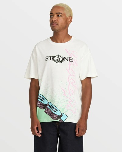 Camiseta de manga corta Volcom Heavy Tubes para hombre - blanco roto (OFW) - Imagen 2 de 7