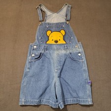 Disney POOH Vintage 90s Short Overalls Womens Size Medium Pooh Bear Cotton