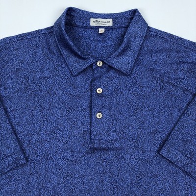 Peter Millar Polo Shirt Men XL Golf Jazz Sax Summer Comfort Performance Blue