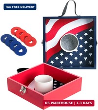 Washer Toss Game Set Portable Outdoor Lawn Game with 8 Steel Washers for Tailgat