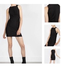ZARA W&B Collection Sleeveless Black Ribbed Pencil Mini Dress Size Small