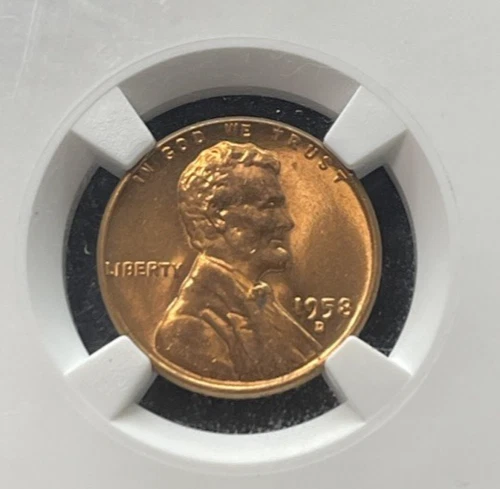 GEM+ 1958 D Lincoln Wheat Cent NGC MS67 RD Red UNC Beautiful Color Penny