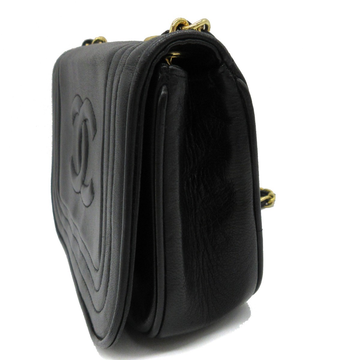 CHANEL CC Logo Chain Shoulder Bag Leather Black GHW Italy M960 | eBay