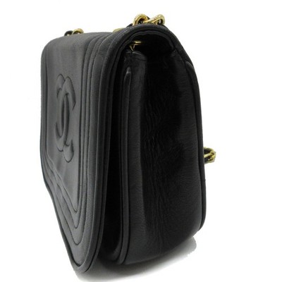 CHANEL CC Logo Chain Shoulder Bag Leather Black GHW Italy M960 | eBay
