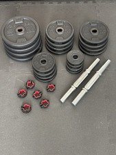 Domyos - Cast Iron 42kg Dumbbell / Weight Training Set - Black