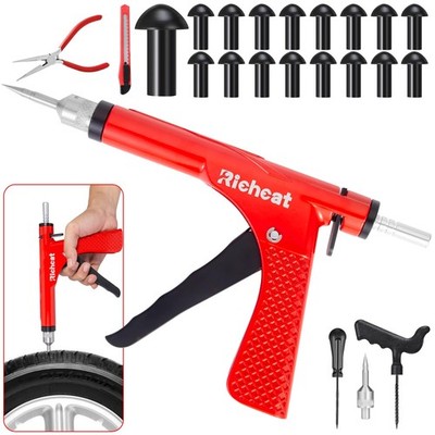 Richcat Tubeless Tire Puncture Repair Kit with Mushroom 16 Plug 