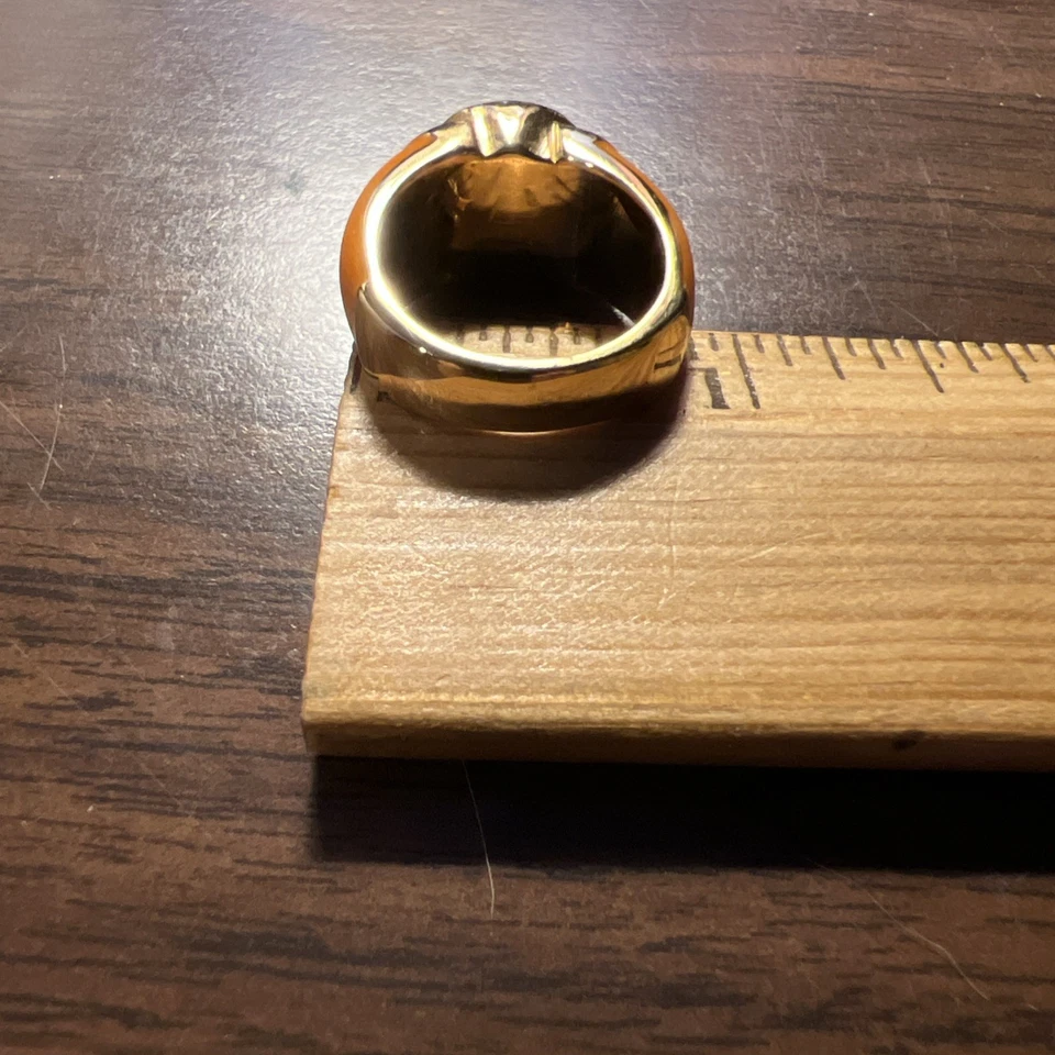 Stainless Steel Orange Enamel with Round CZ Solitaire with Accents Ring Size 7 - Image 4 of 4