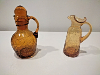 Pilgrim Glass Company - By Cracky - Depression Glass - Amber - Servers