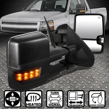 FOR 14-17 SILVERADO SIERRA POWERED+HEATED+LED SIGNAL SIDE TOWING MIRROR PAIR