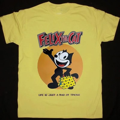 Vintage FELIX THE CAT Yellow T-Shirt Cotton All Size S-5XL Unisex