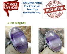 Natural Amethyst, Natural Amethyst 2 Pcs Ring Set  Combo Size 7 JW