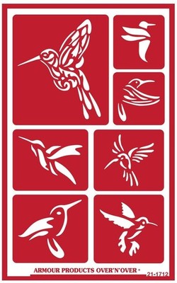 Armour Reusable Over n Over Glass Etching Stencil -  Hummingbirds