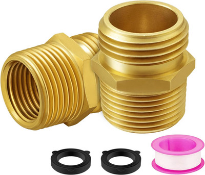 Garden Hose Connector, Male to Male Hose Adapter, 2 Pack 3/4 Inch Brass Water Ho