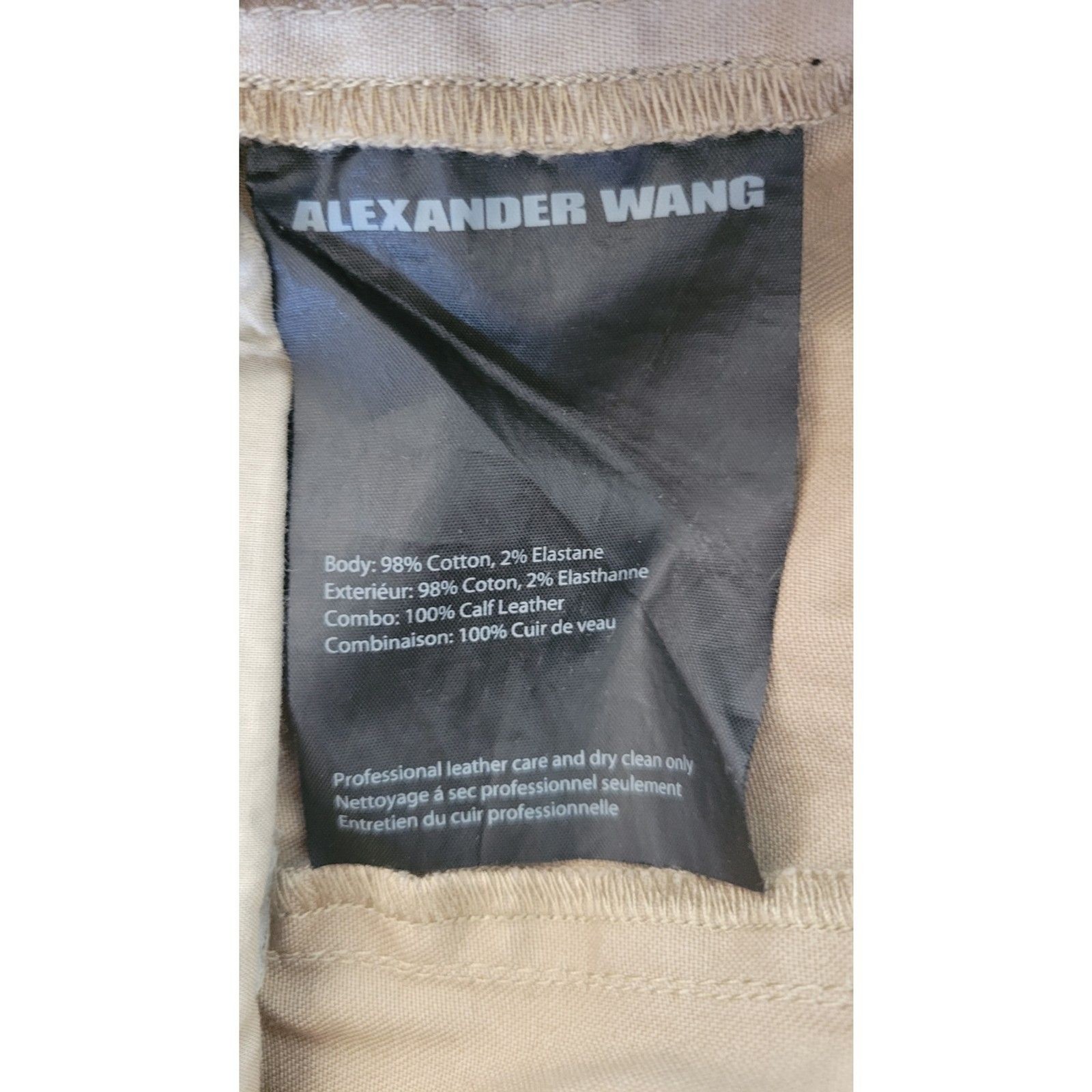 Alexander Wang Khaki Tan Leather Trim Pants image 4