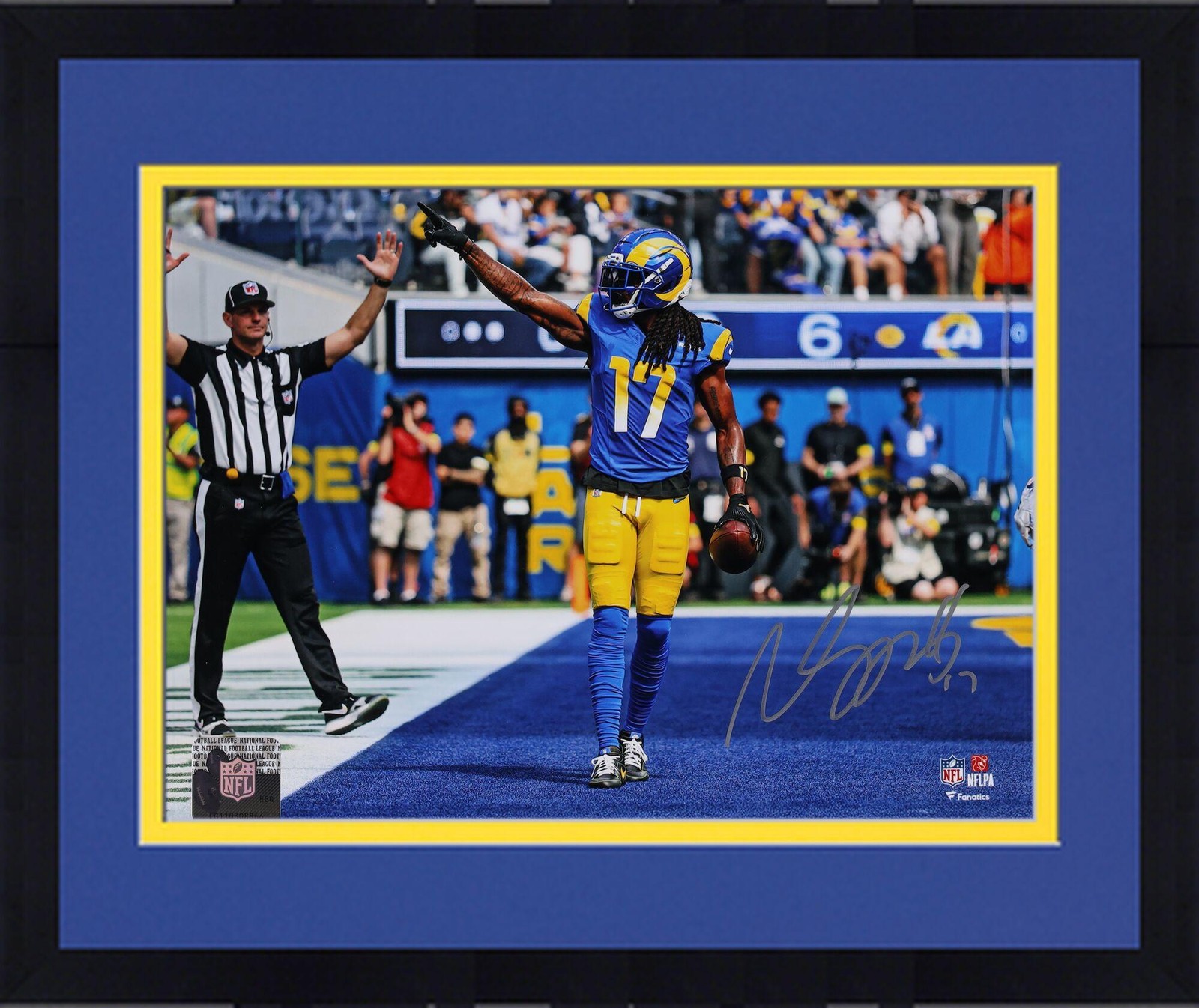 Davante Adams Autographed Signed Los Angeles Rams Framed 8x10 Touchdown Celebration Photo 