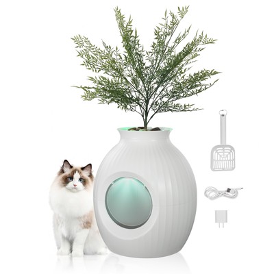Odor-Free Plant Cat Litter Box Hidden Cat Litter Box with Artificial Plant