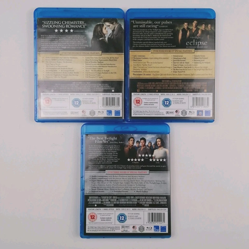 The Twilight Saga 3 Film Blu Ray Lot Twilight New Moon Eclipse - Region B - Image 2 of 4