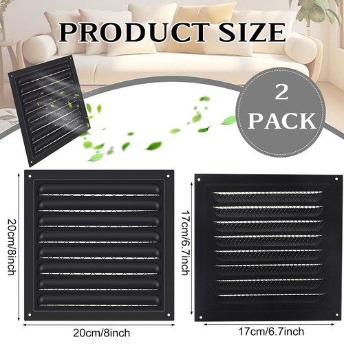 2 Pcs 8"X8"Attic Vent Metal Shed Vents Gable Louver Grille with Screen Mesh - Picture 2 of 6