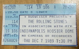 1989 The Rolling Stones Hoosier Dome Concert Ticket Stub Indianapolis Indiana 2