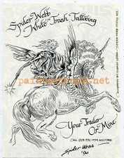 original 1980s vintage tattoo flash spider webb NYC new york card flyer 8x10
