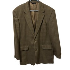 JOS A BANK mens gray PLAID silk  wool sport coat suit jacket blazer 46L
