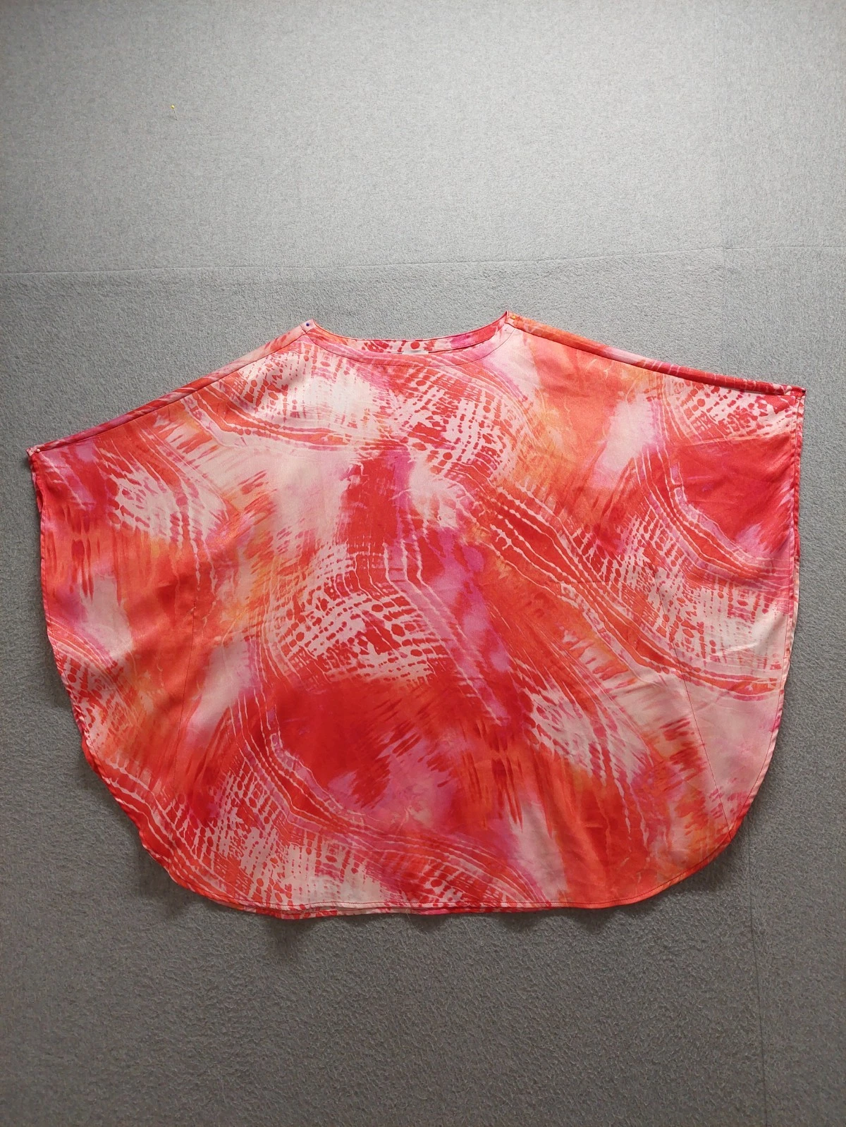 Chicos Women Poncho Top S Multicolor Tie Dye Boat Neck Lightweight Casual Blouse