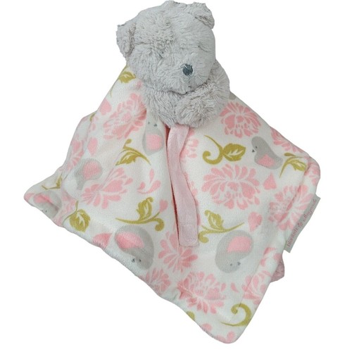 Bear Plush Baby Lovey Paci Holder Pink Floral Blankets & Beyond Security Blanket