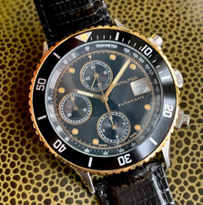 Orologio da polso cronografo vintage Hamilton Lancaster nero e oro automatico 40 mm